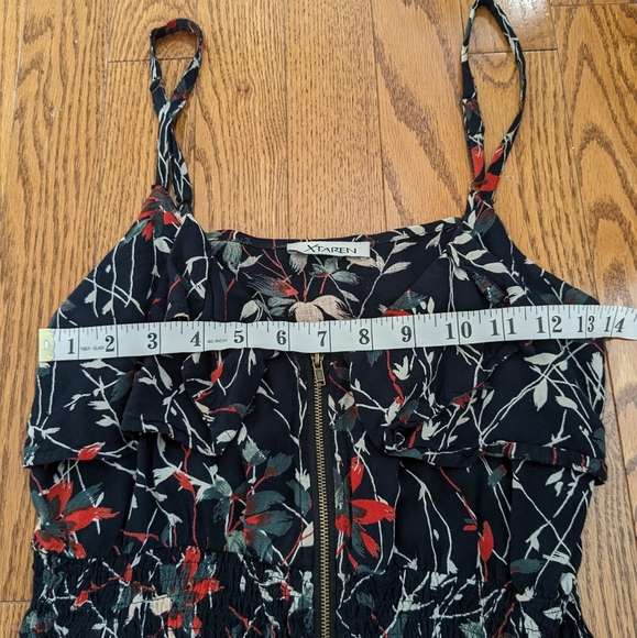 XTAREN Black Red Floral Zip Mini Dress Pockets Size XS Small - Picture 4 of 6